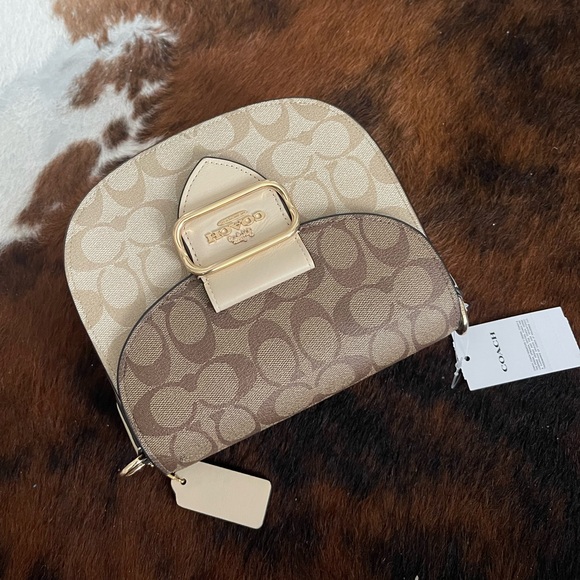 Coach Morgan Saddle Bag In Blocked Signature Canvas - Picture 4 of 8